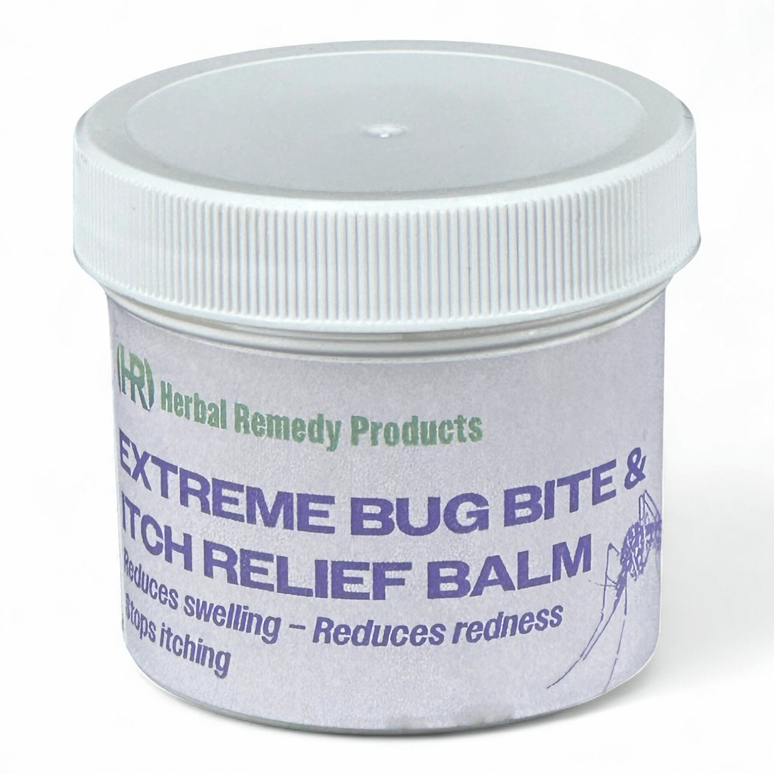 Jar of Extreme Bug Bite & Itch Relief Balm with white lid on a white background