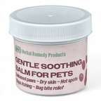 Jar of Gentle Soothing Balm for Pets with white lid on a white background