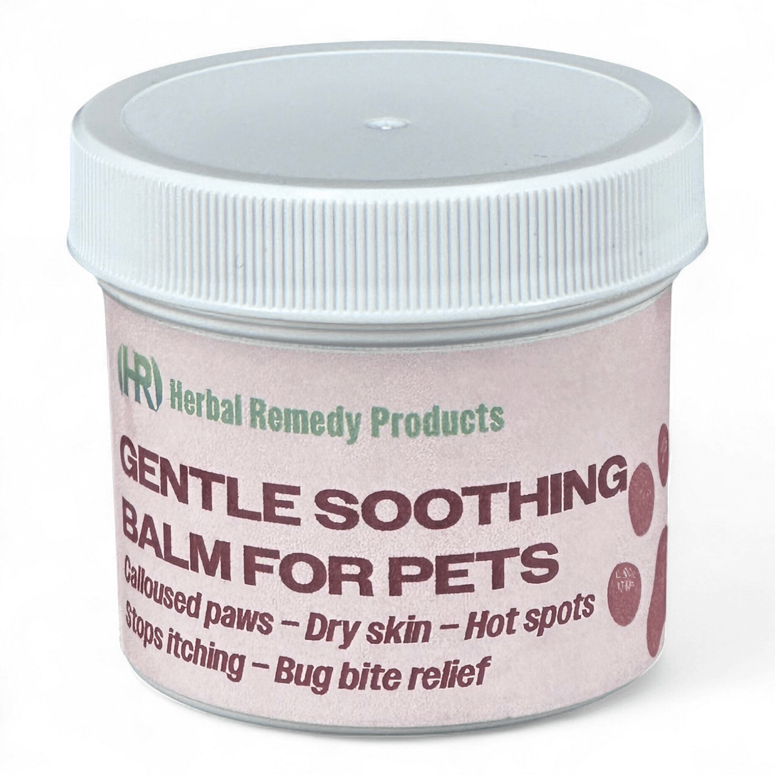 Jar of Gentle Soothing Balm for Pets with white lid on a white background
